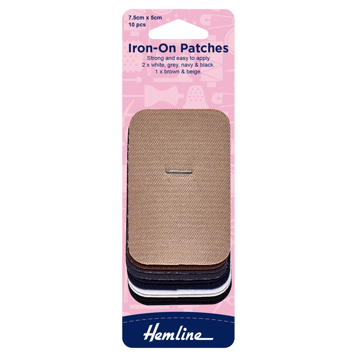 Iron-On Patches: Assorted Colours, Cotton - 7.5 x 5cm