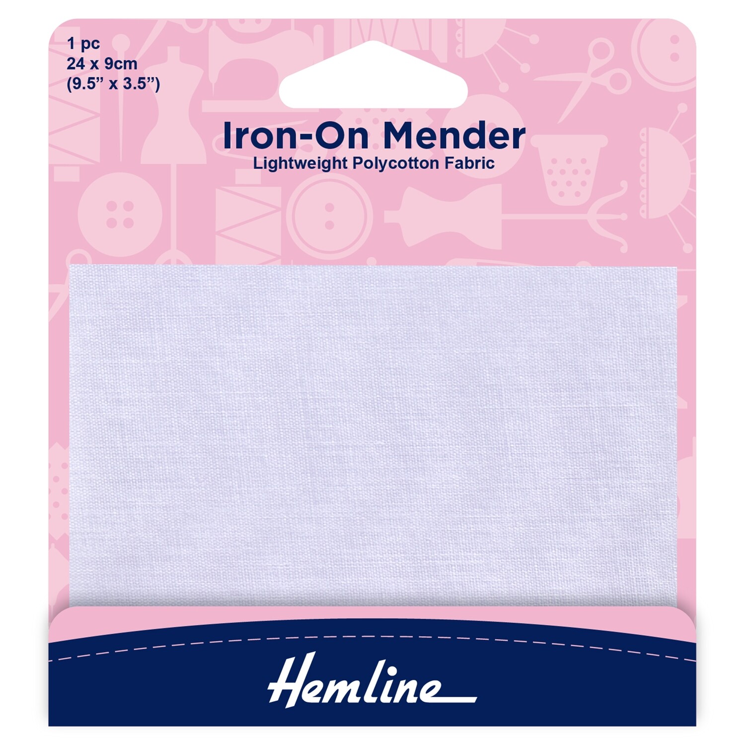Polycotton Patch: White - 24 x 9cm - 1pc