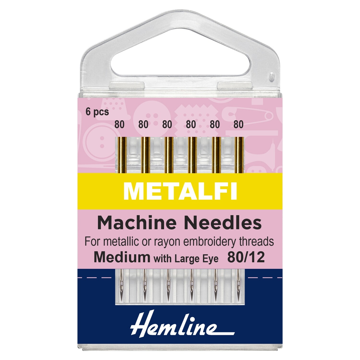 Sewing Machine Needles: Metalfil 80(12): 6 Pieces