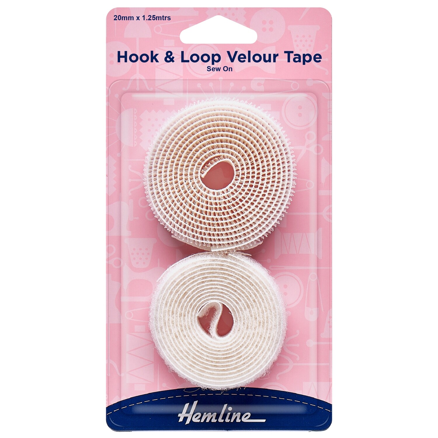 Hook &amp; Loop Tape: Sew-On: Value Pack: 1.25m x 20mm: White
