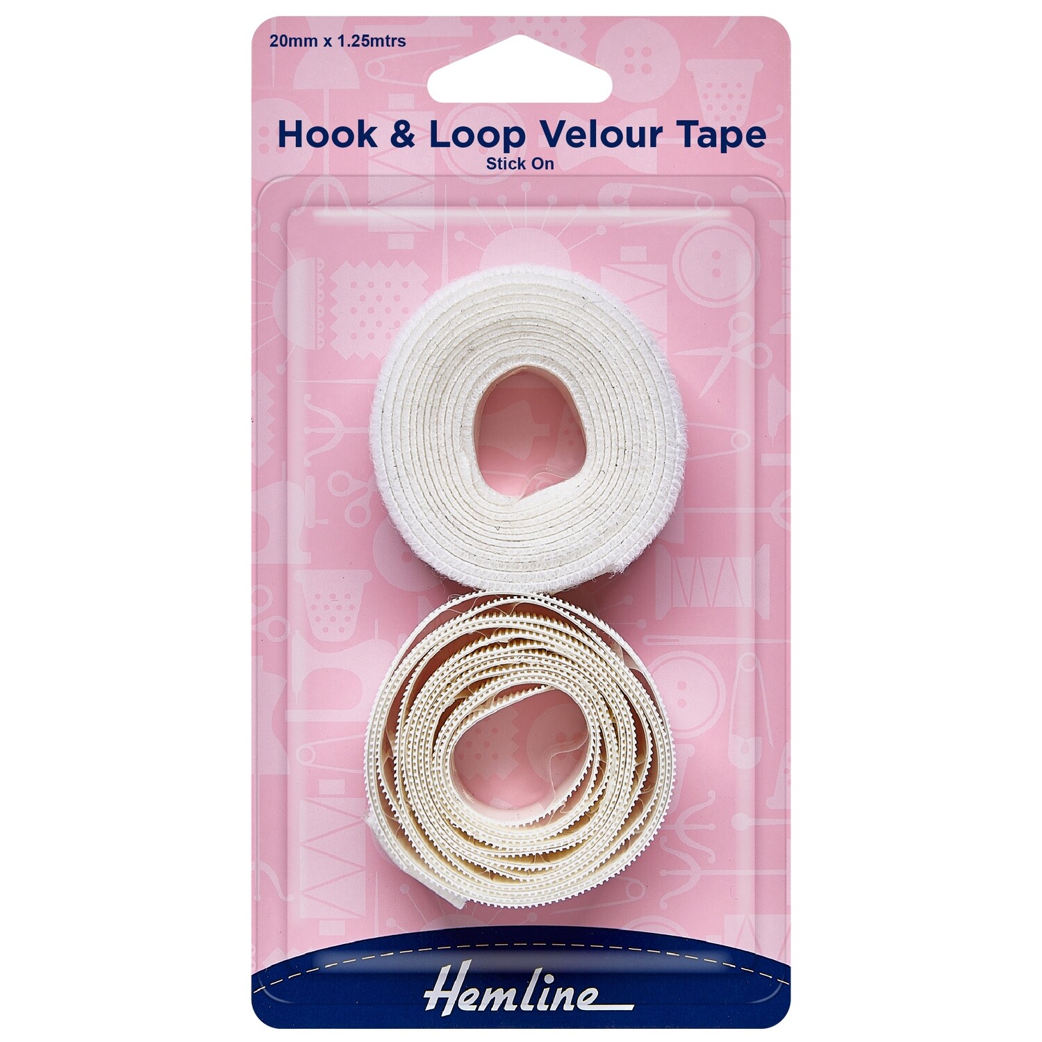 Hook &amp; Loop Tape: Stick-On: Value Pack: 1.25m x 20mm: White
