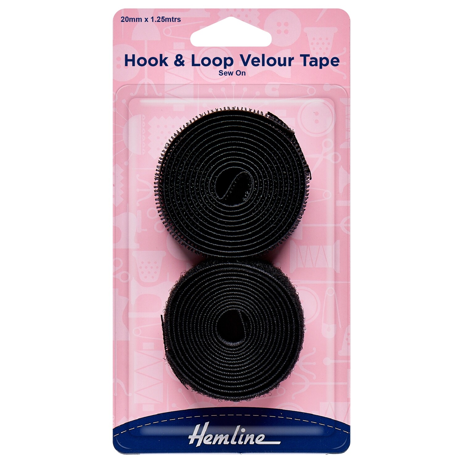Hook &amp; Loop Tape: Sew-On: Value Pack: 1.25m x 20mm: Black