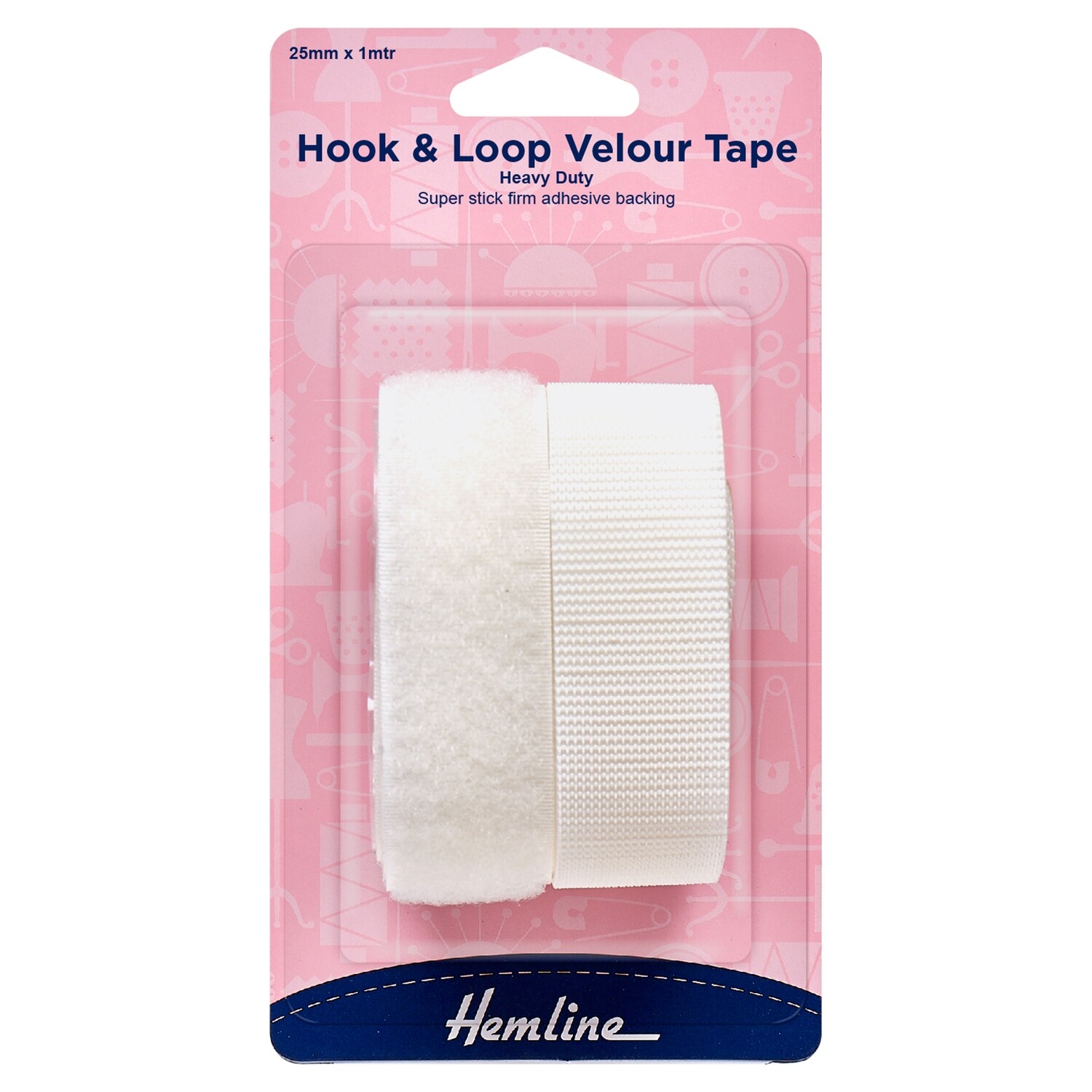 Hook &amp; Loop Tape: Stick-On: Heavy Duty: 1m x 25mm: White