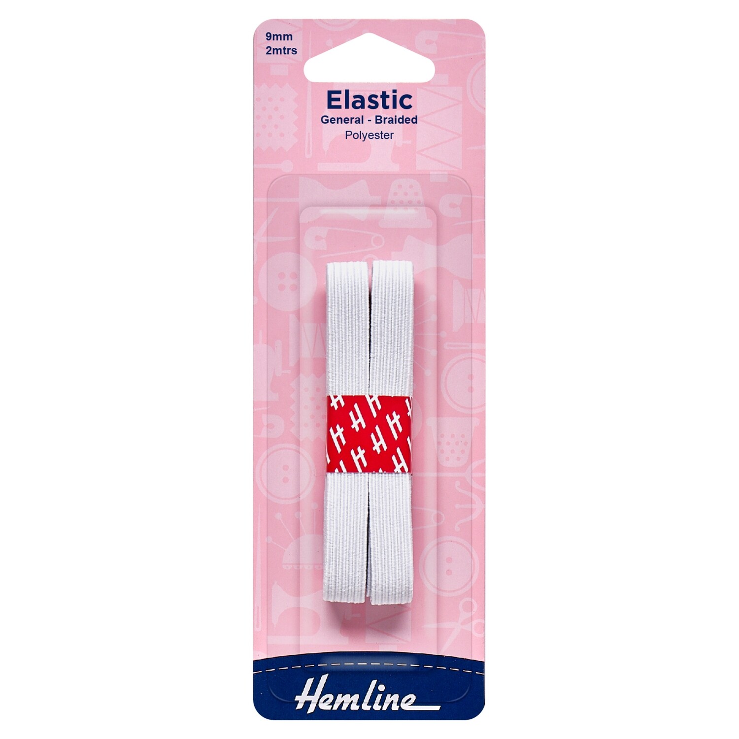 General Purpose Braided Elastic: 2m x 9mm: White