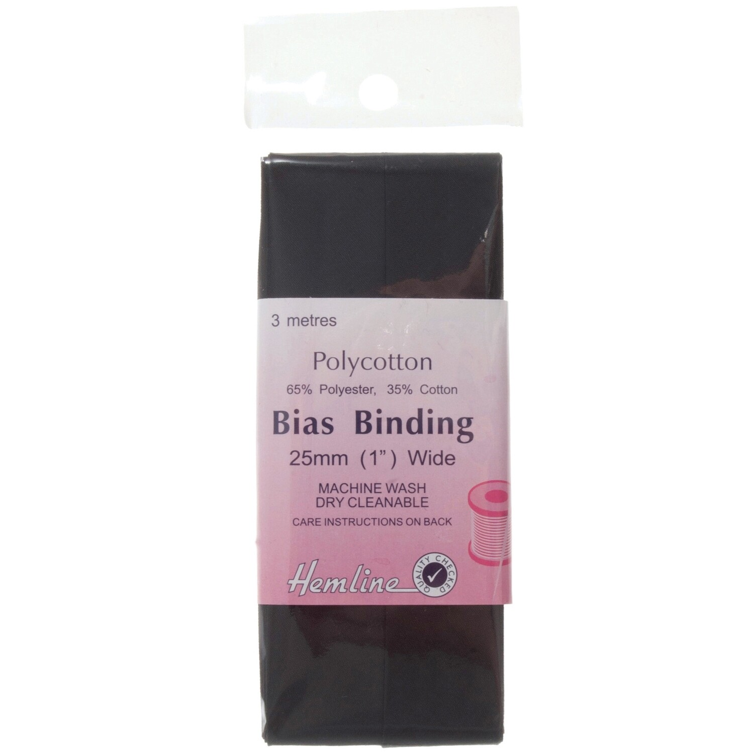 Trim: Bias Binding: Polycotton: 2.5m x 25mm: Black