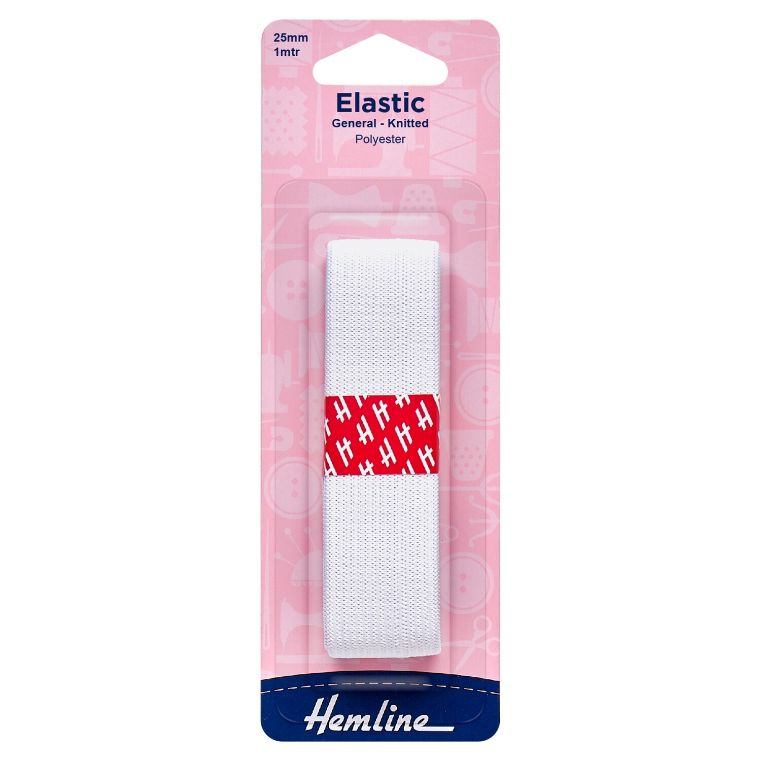 General Purpose Knitted Elastic: 1m x 25mm: White