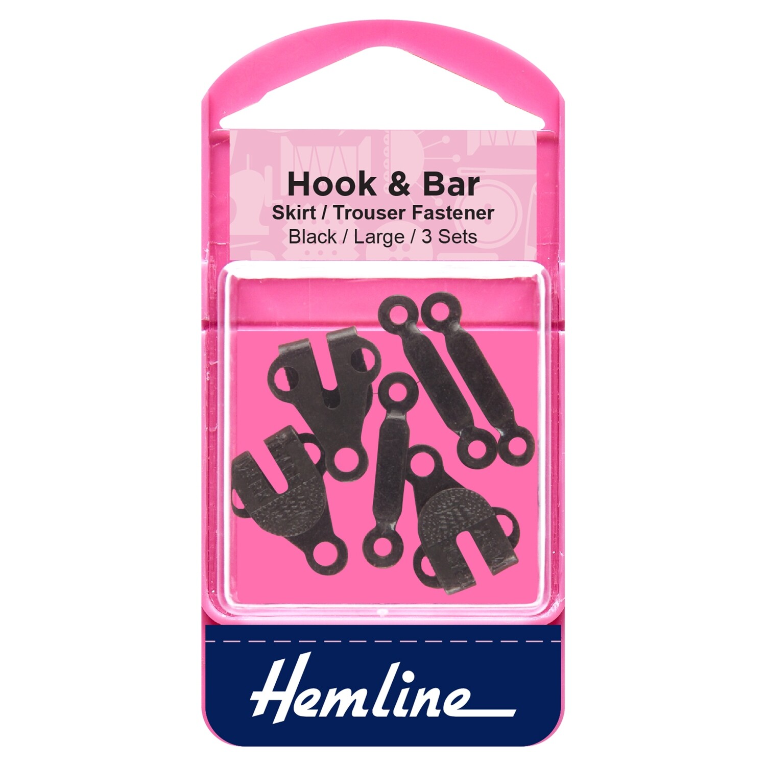 Hook and Bar: Large: Black: Pack of 3