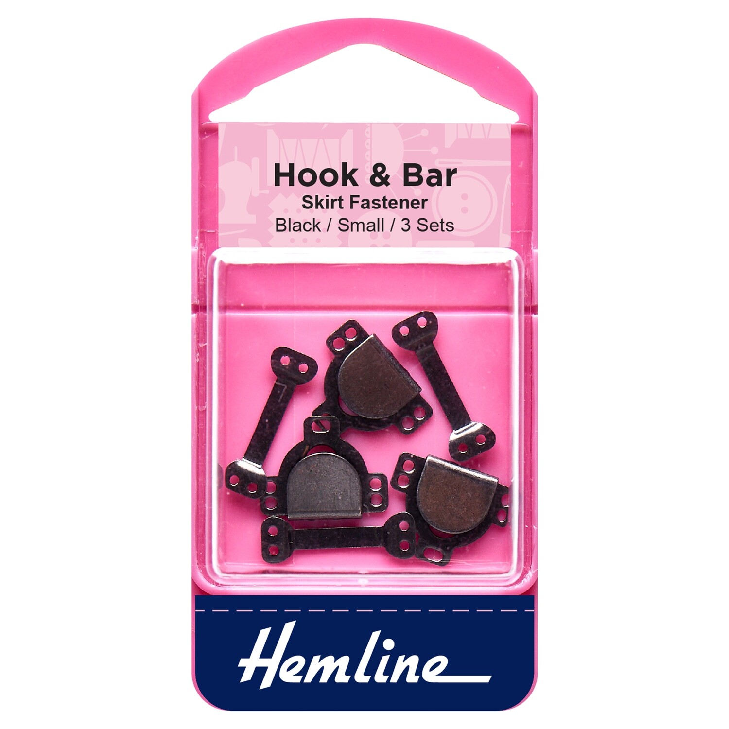Hook and Bar: Small: Black: Pack of 3