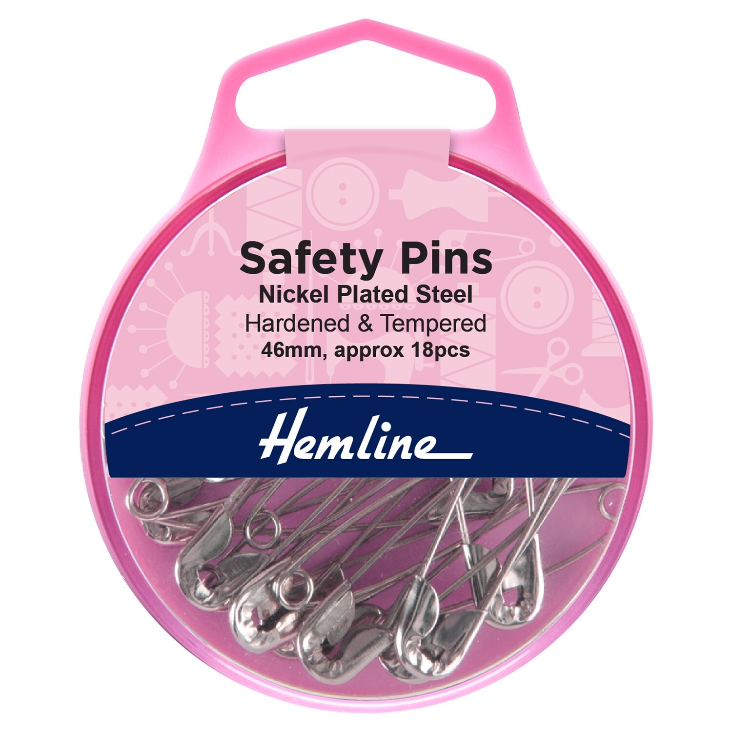 Safety Pins: 46mm: Nickel: 18 Pieces