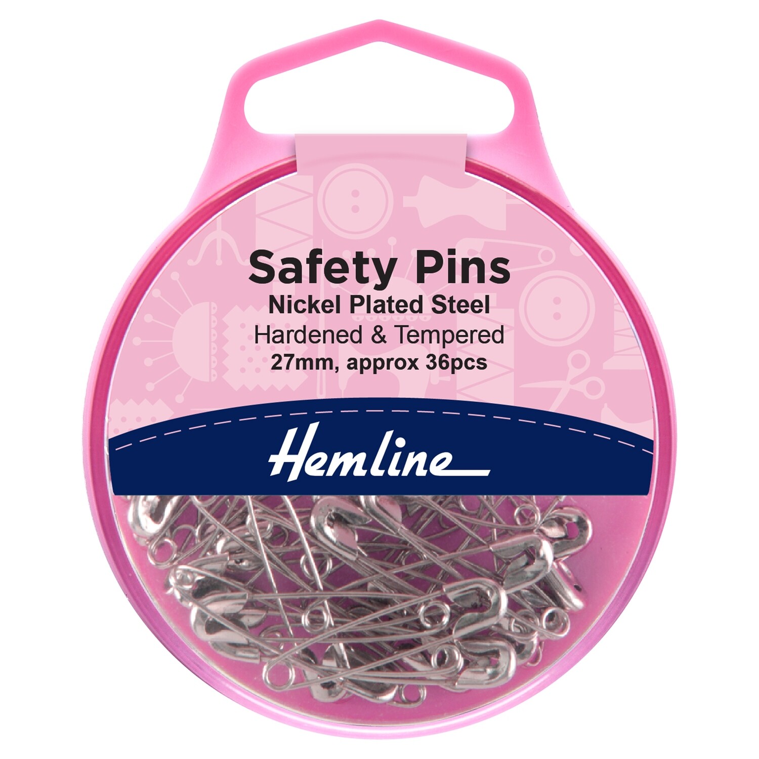 Safety Pins: 27mm: Nickel: 36 Pieces