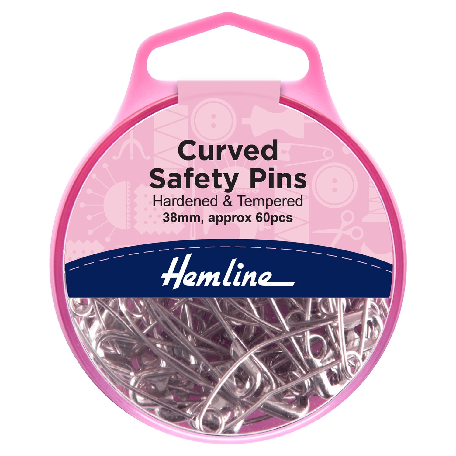 Curved Safety Pins: Nickel: 38mm: 60 Pieces