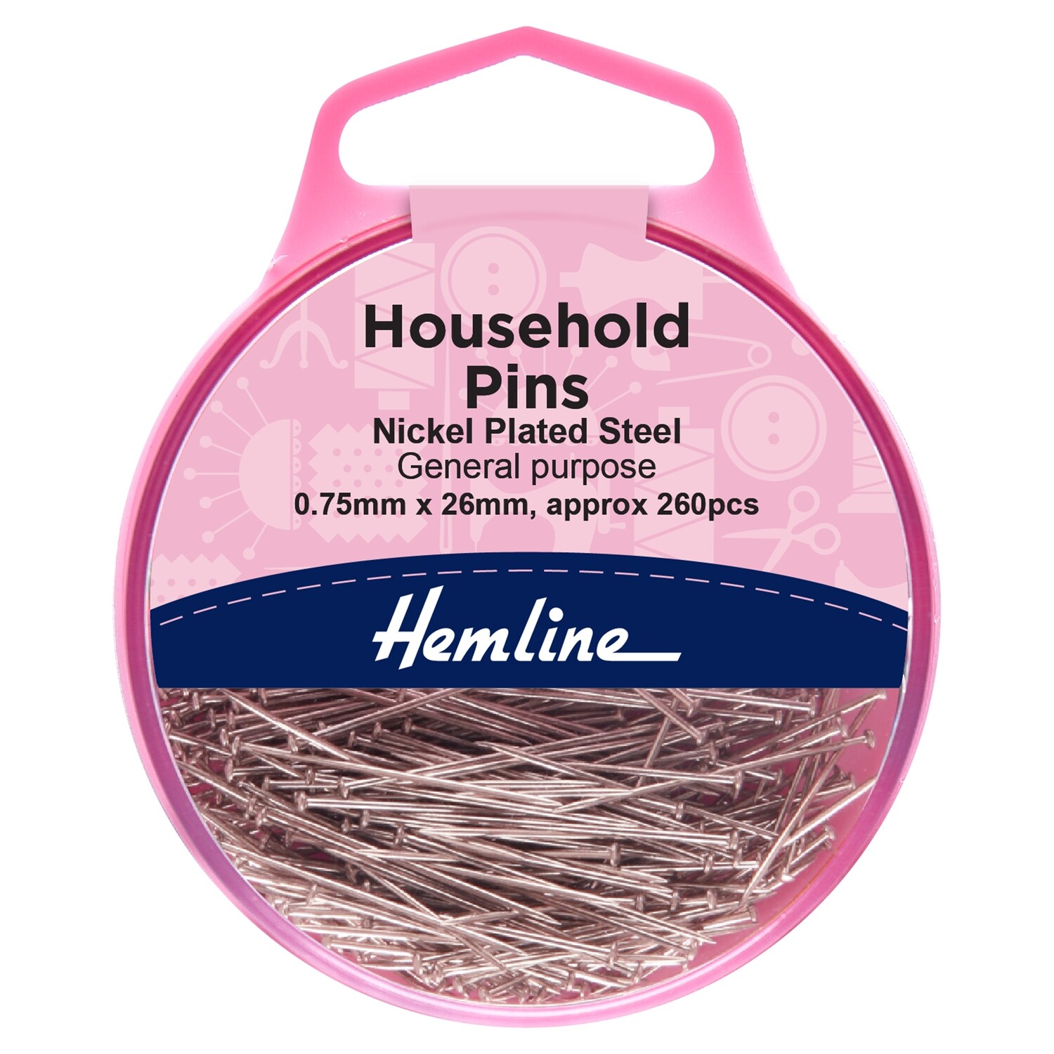 Pins: Household: Steel: 26mm: Nickel: 260 Pieces