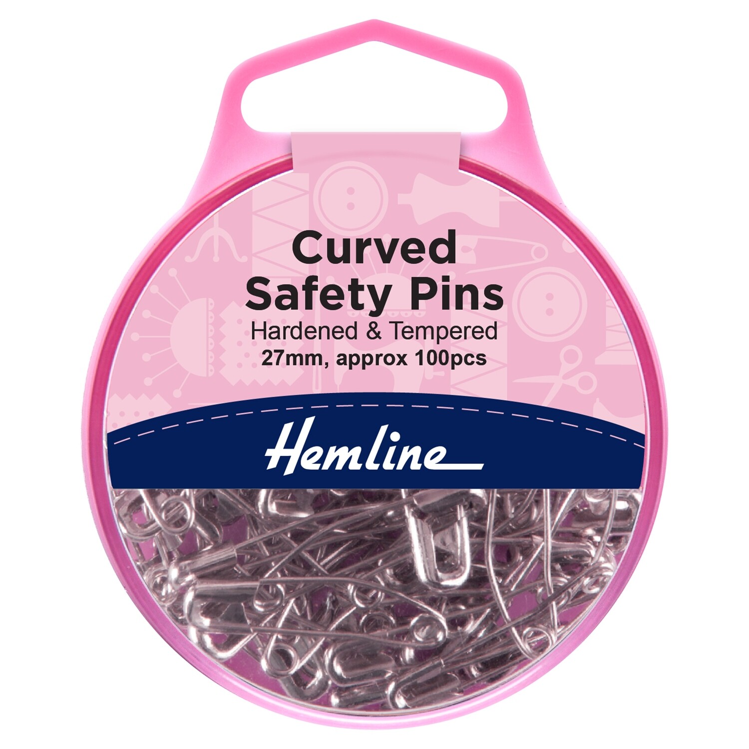 Curved Safety Pins: Nickel: 27mm: 100 Pieces