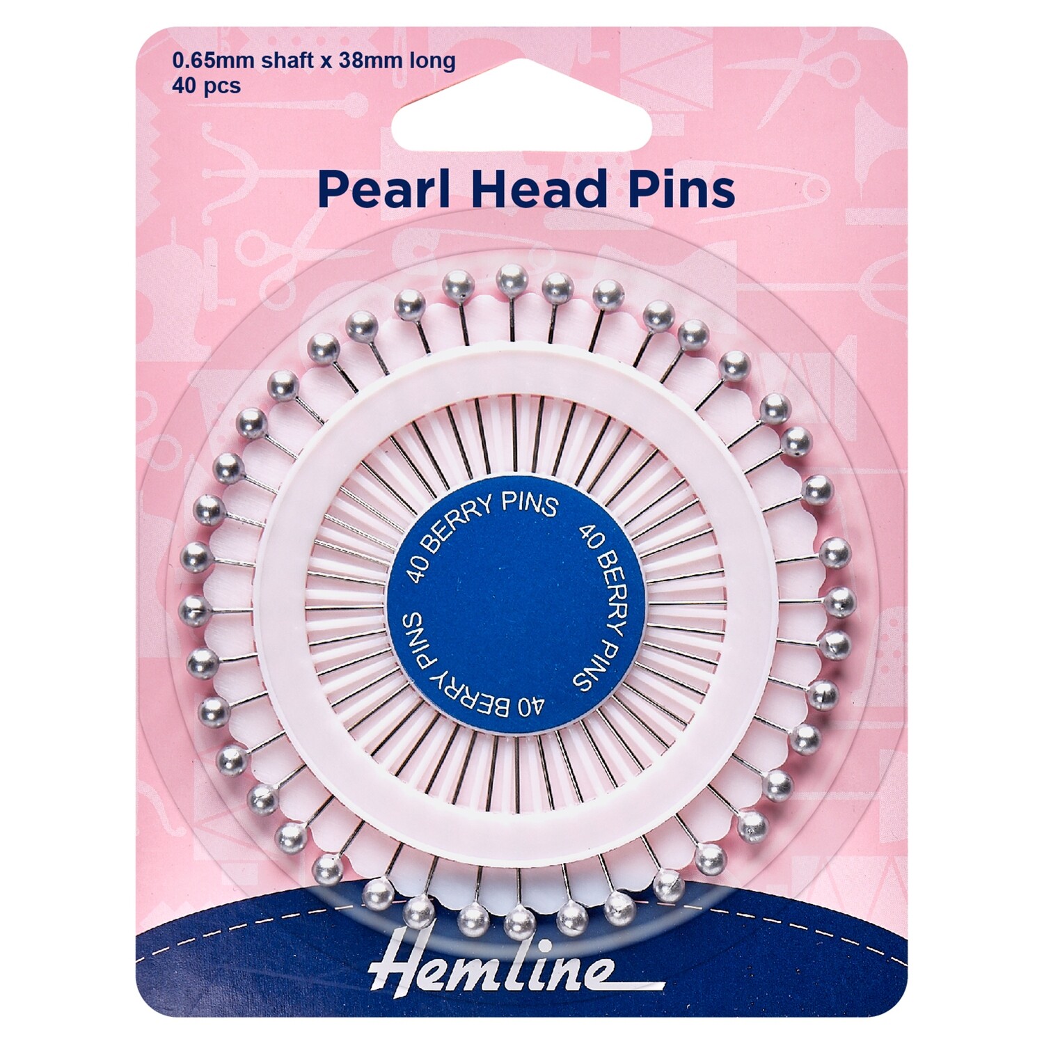 Pins: Pearl Head: Assorted: 38mm: Silver: 40 Pieces