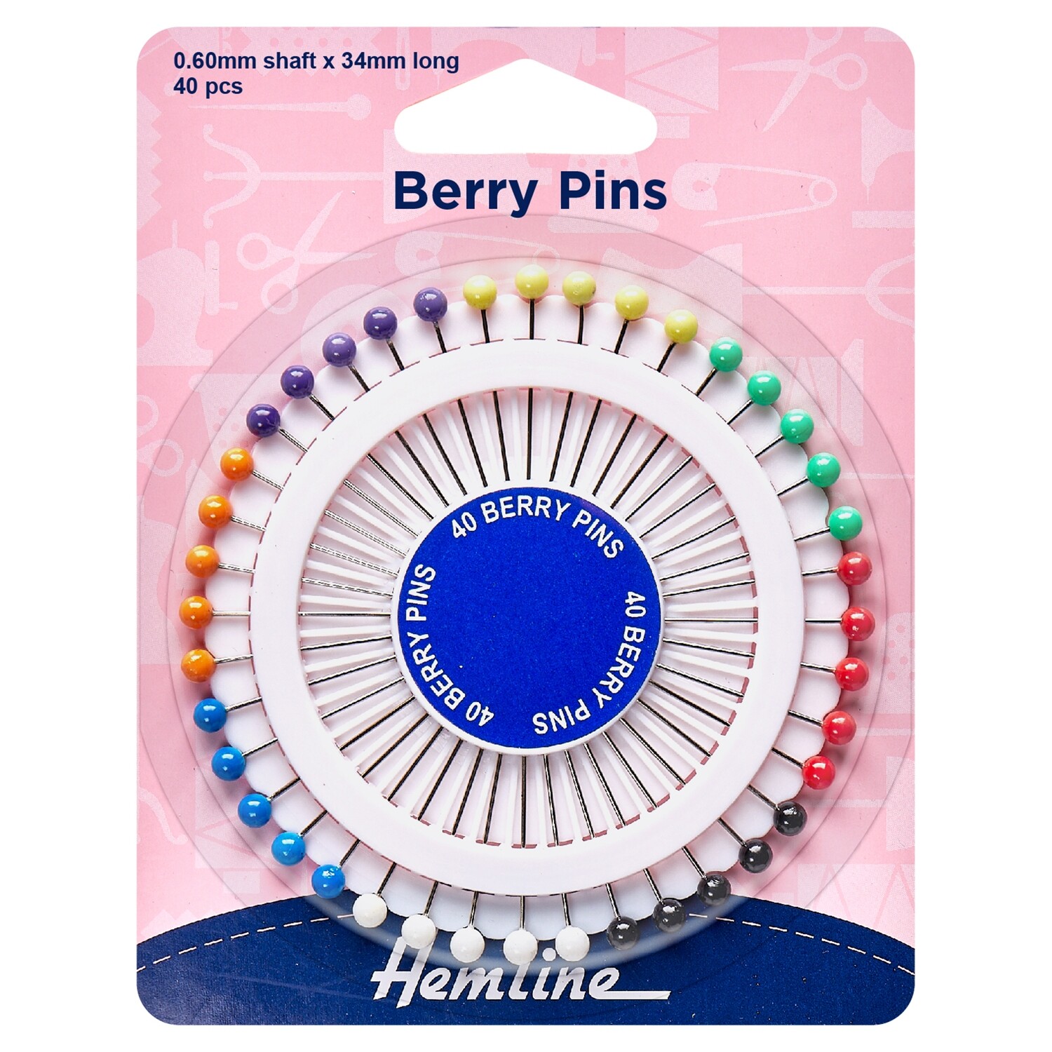 Pins: Berry: 34mm: Nickel: 40 Pieces