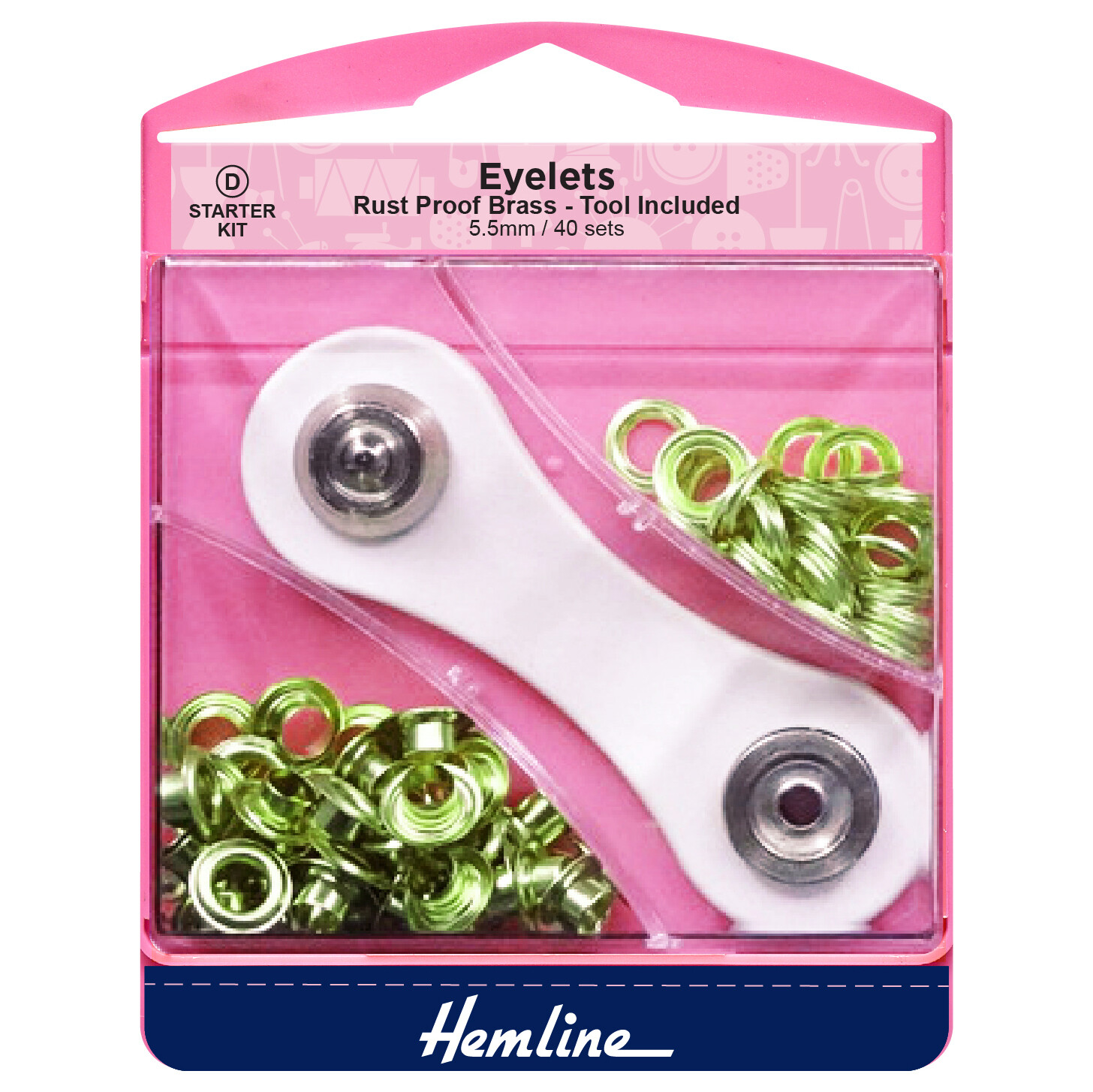 Eyelets Starter Kit: 5.5mm: Gold: (D): 40 Pieces