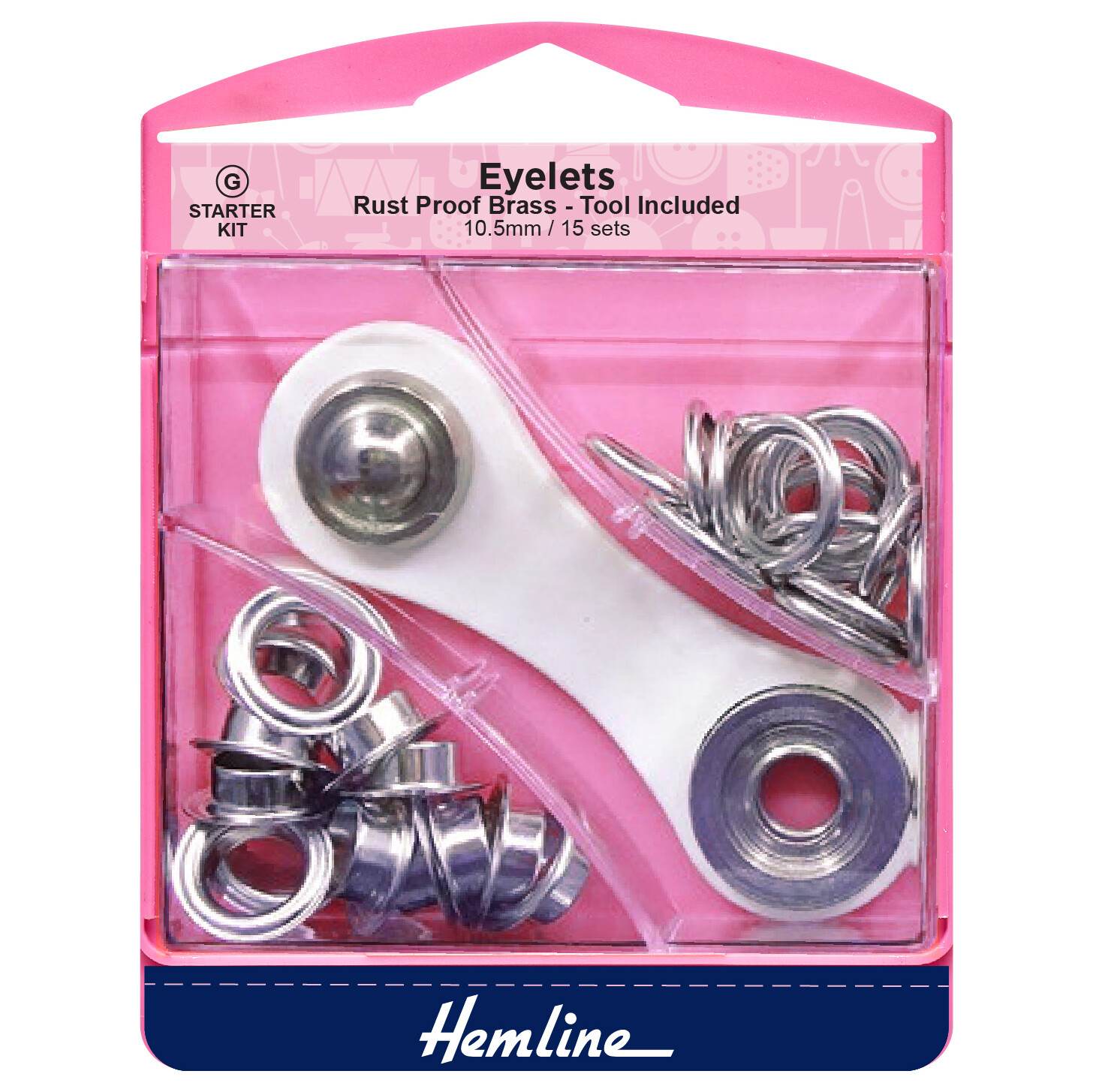 Eyelets Starter Kit: 10.5mm: Nickel and Silver: (F): 15 Pieces