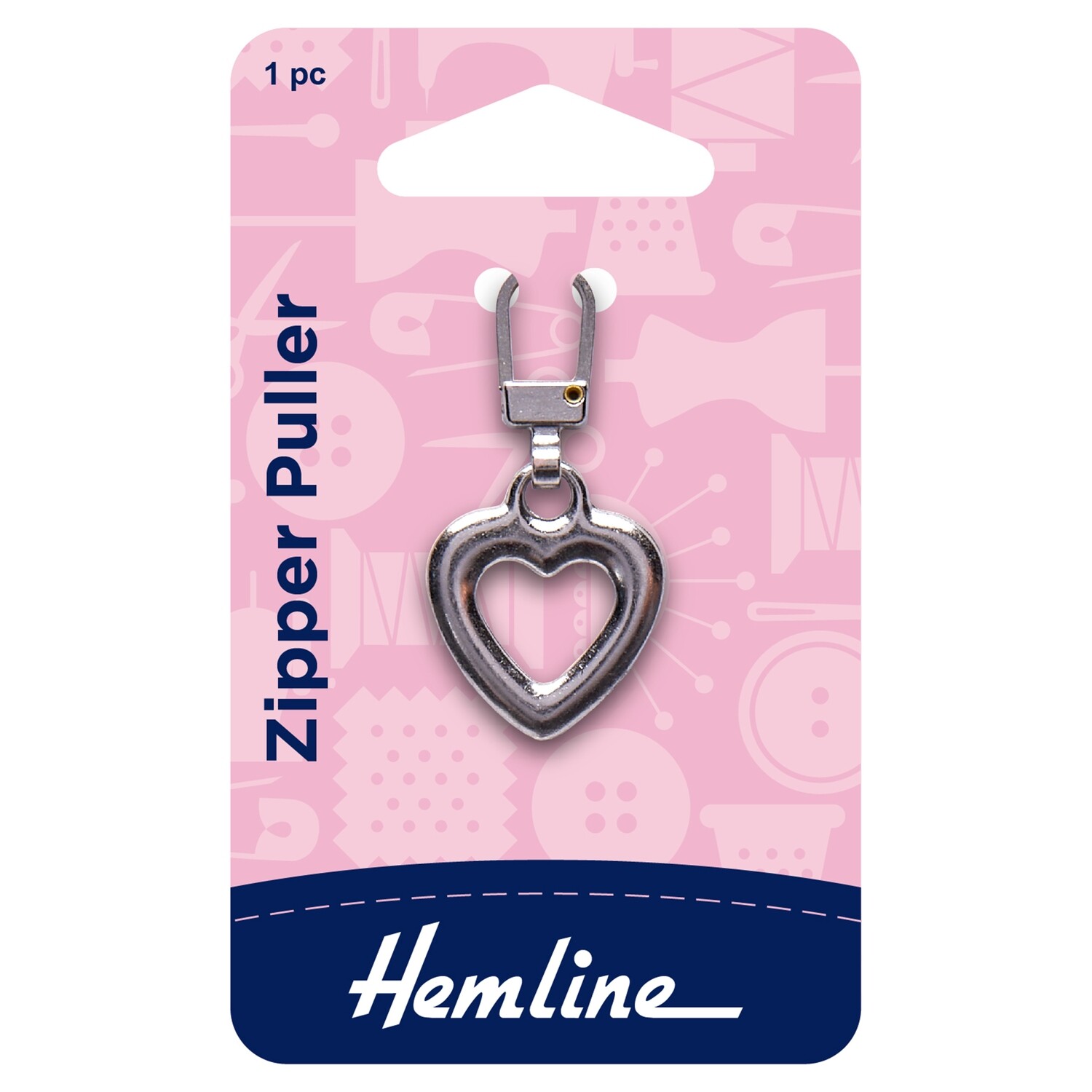 Zipper Puller: Heart: Silver