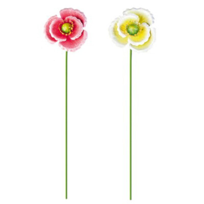 METAL POPPY GARDEN STAKE 64CM