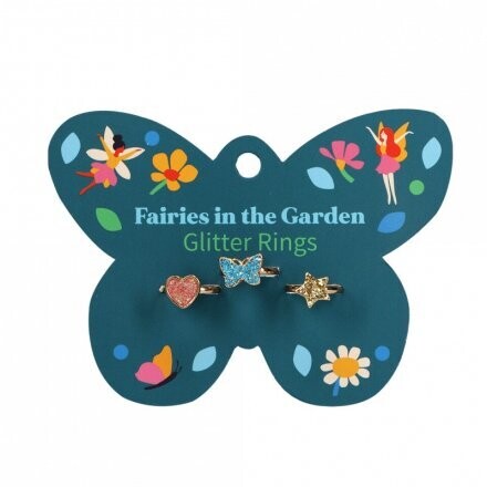 Set of 3 Glitter Rings Fairies In The Garden