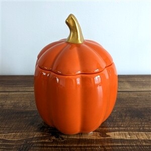 Ceramic Pumpkin Jar with Lid 13cm - Orange