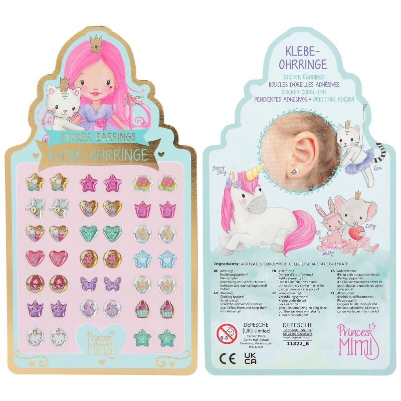 Princess Mimi Sticker Earrings, Color: Pink
