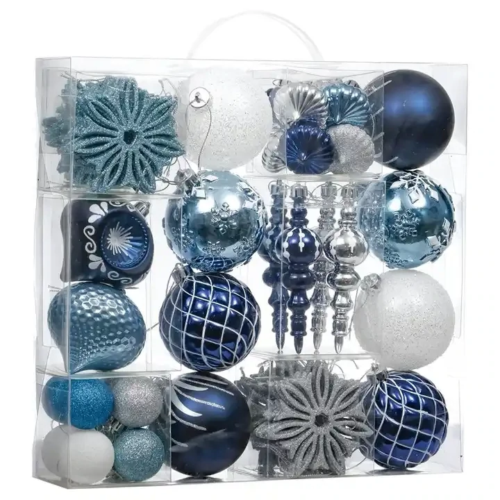 70pcs Blue Xmas Party Decorative Christmas Tree Ball Ornaments