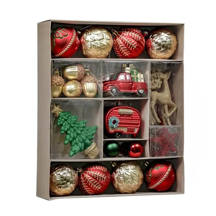 60pcs Red Green Gold Tree Ornament 