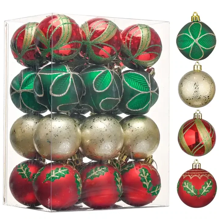 60mm 24pcs Red &amp; Green Christmas Ball Ornament