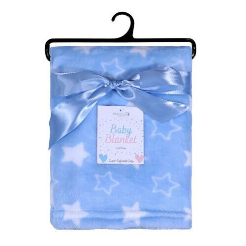 BABY BLANKET PRINTED STARS BLUE