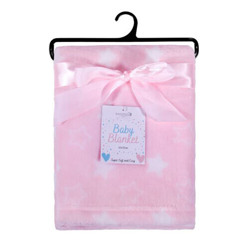 BABY BLANKET PRINTED STARS PINK