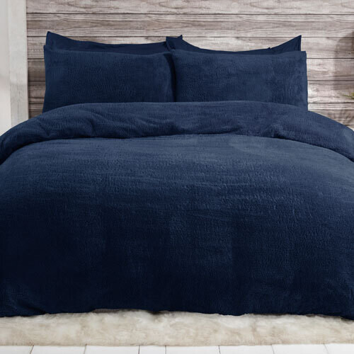 COSY &amp; SOFT TEDDY DUVET SET NAVY
