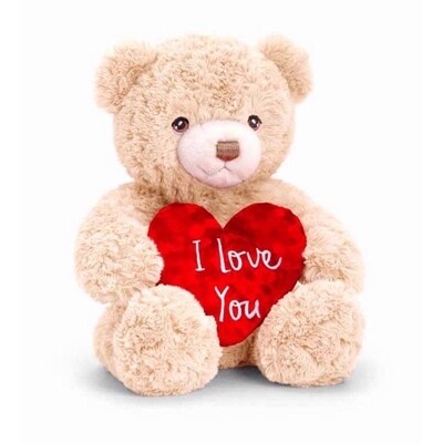 VALENTINES BRAMBLE BEAR WITH HEART CREAM 18CM