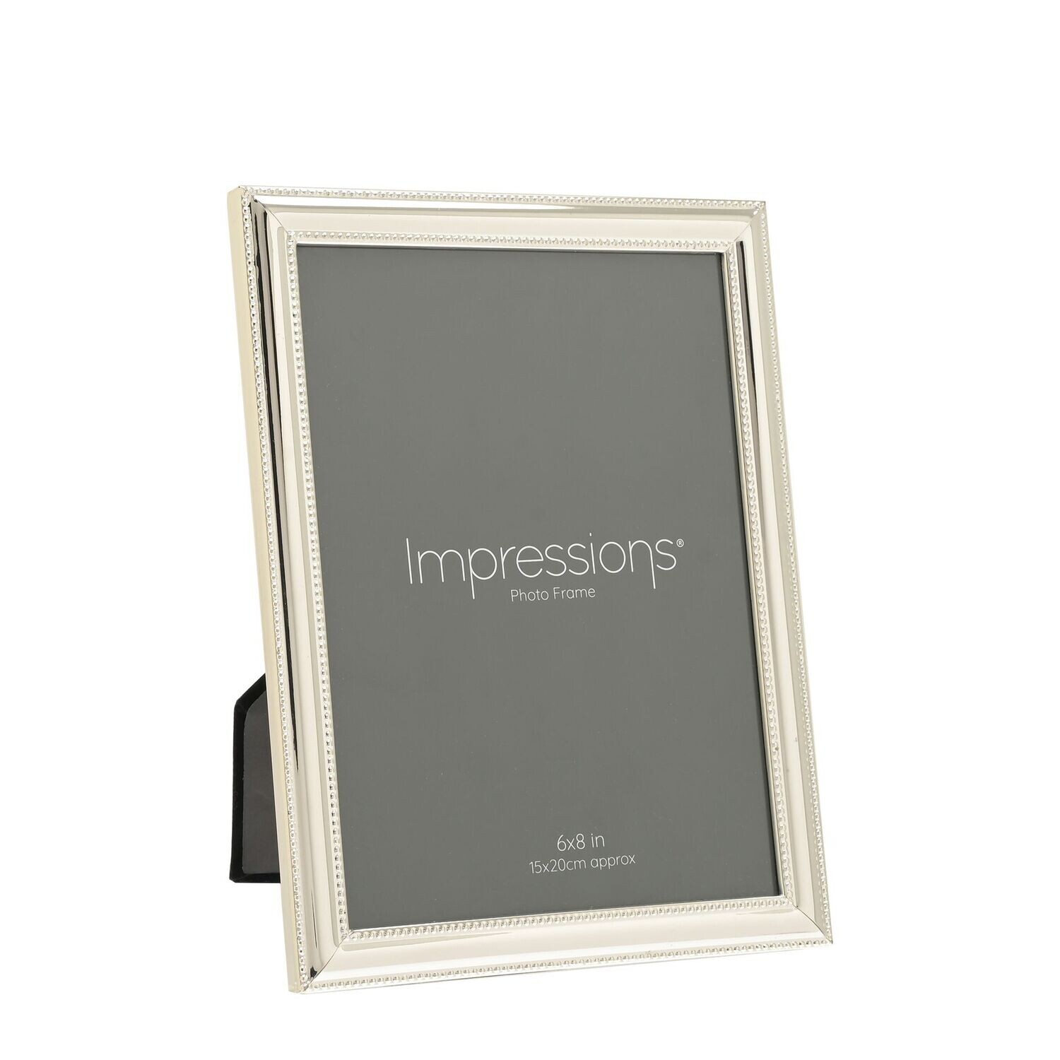 JULIANA PHOTO FRAME S/PLATED BEAD EDGE &amp; INSERT 6&quot;X8&quot;