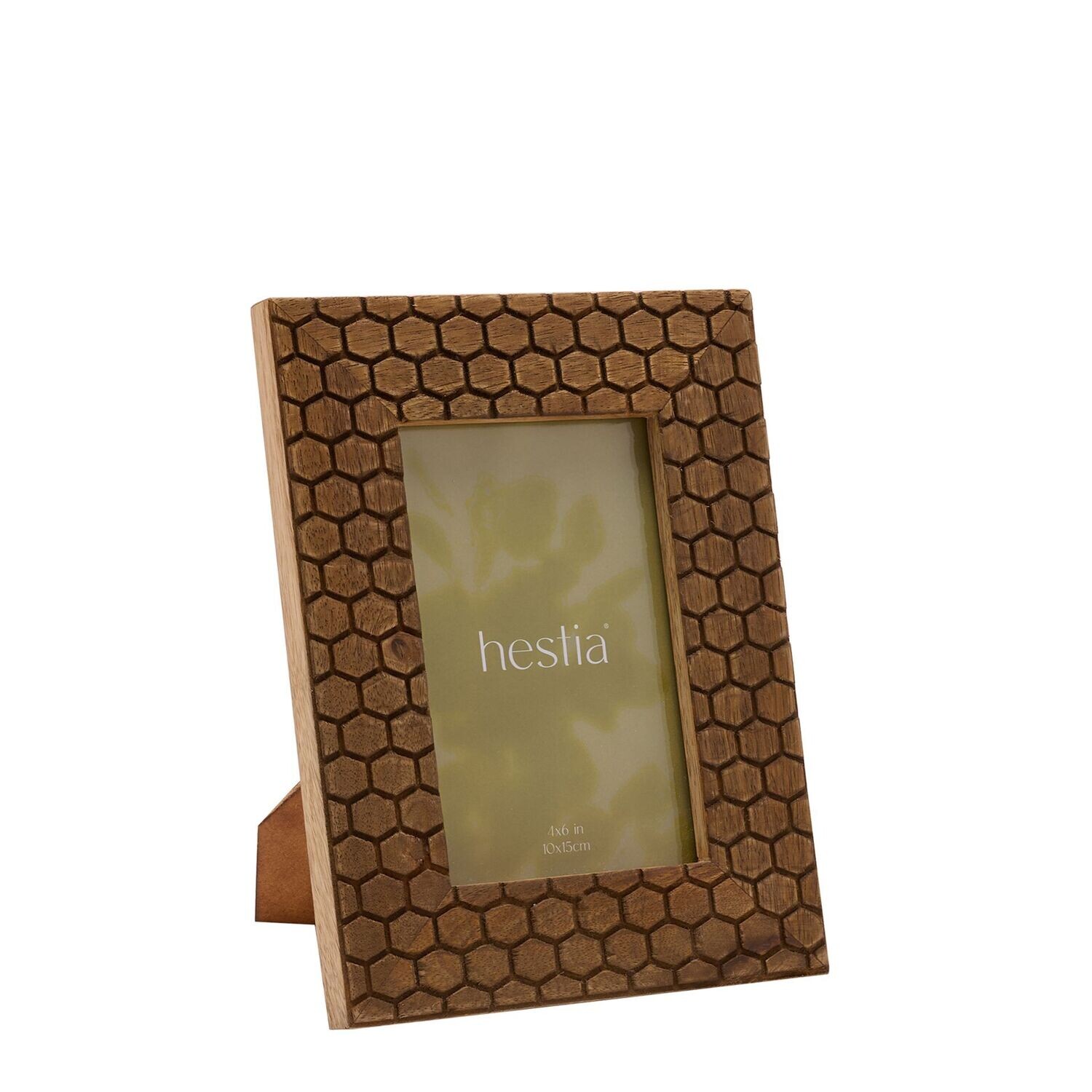 HESTIA HONEYCOMB CARVED WOOD PHOTO FRAME 4&quot; X 6&quot;
