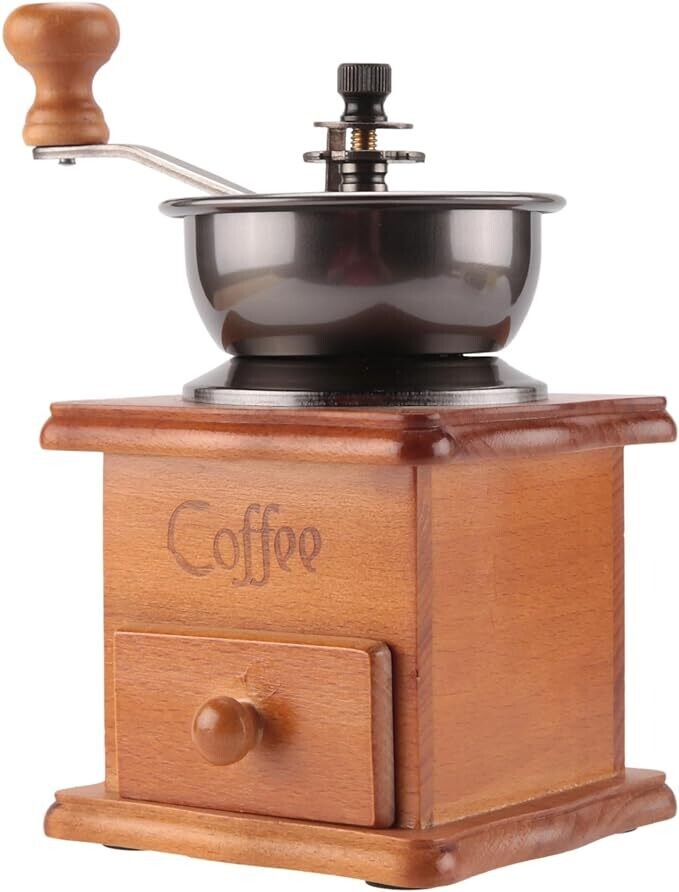 Vintage Wooden Manual Coffee Bean Grinder