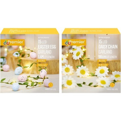 Daisy Chain or Easter Egg Garland 15 Warm White LED Lights