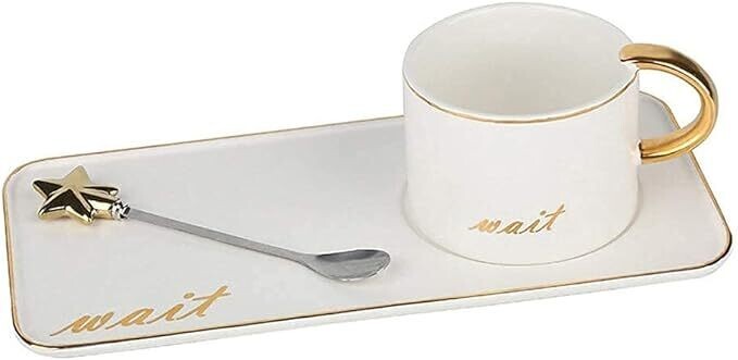 Ceramic Coffee Cup Handmade Gold Coffee Mug, Color: White