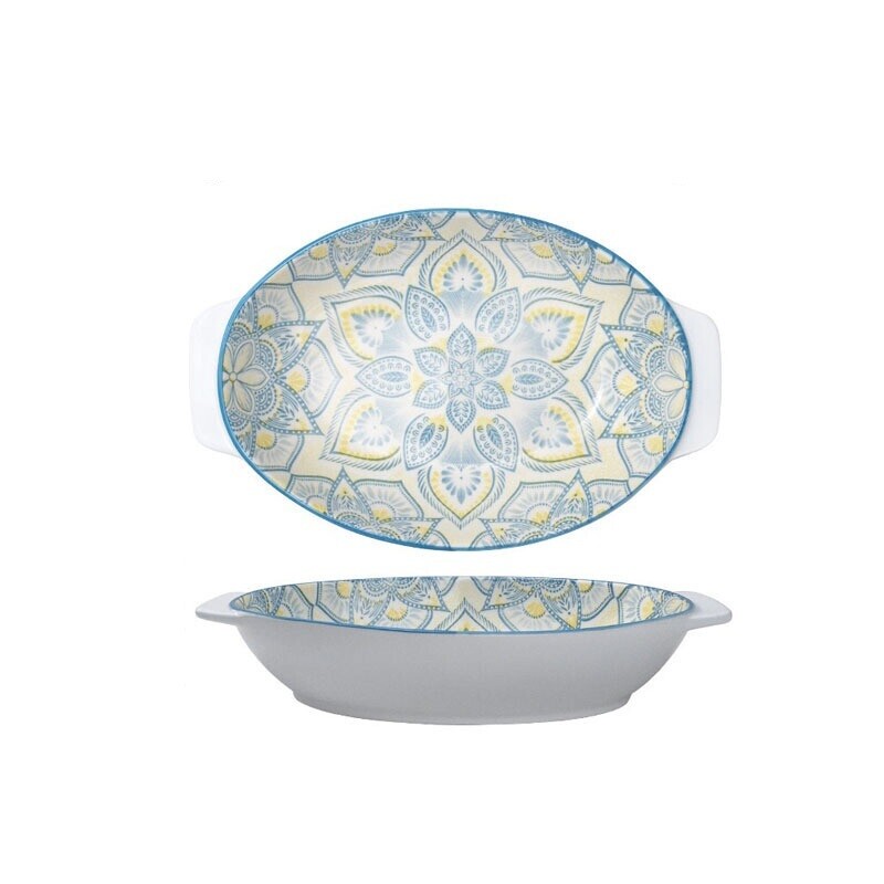 Ceramic Blue 11inch Double Ear Soup Bowl