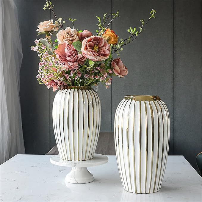 White &amp; Gold Vase Large