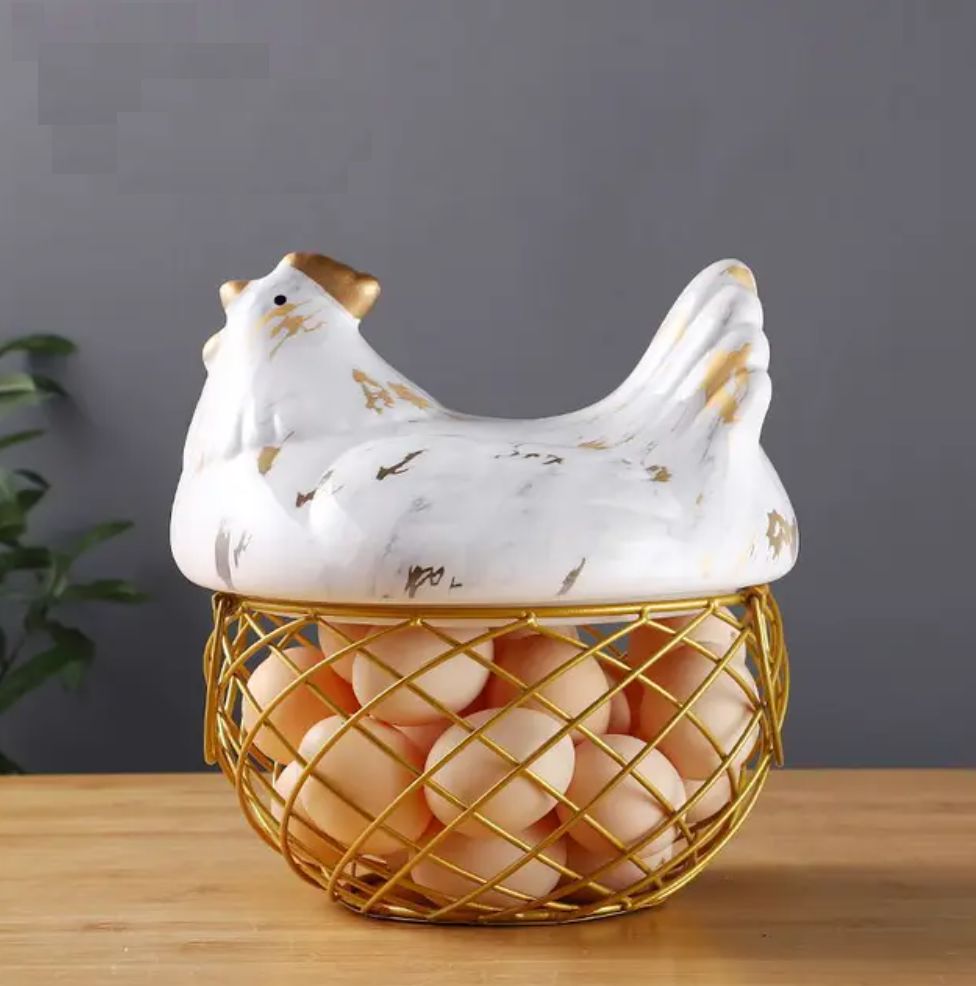 Ceramic Golden Egg Basket