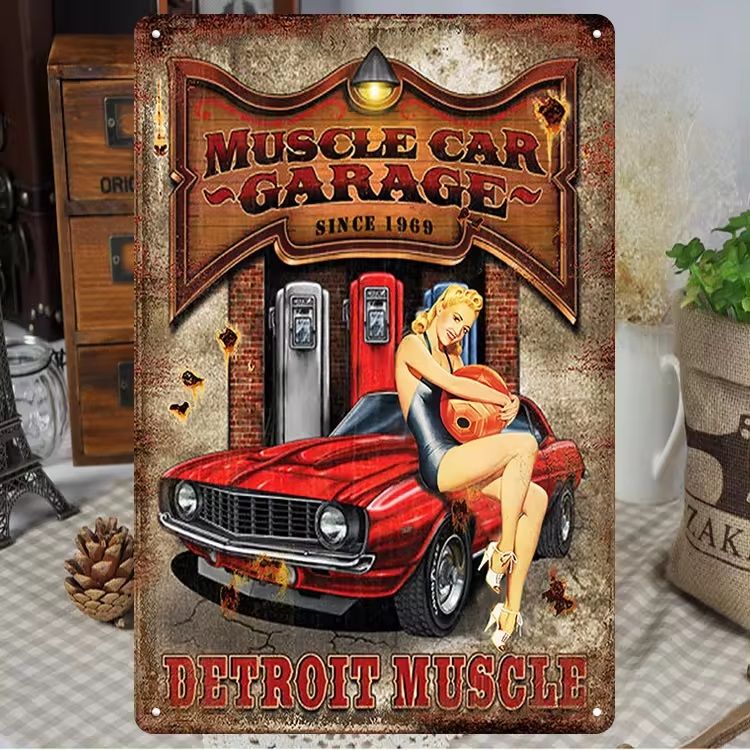 Vintage Metal wall-Musical car Garage