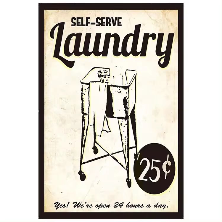 Vintage Metal Wall- Self service laundry