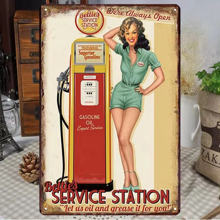 Vintage Metal Wall- Services station
