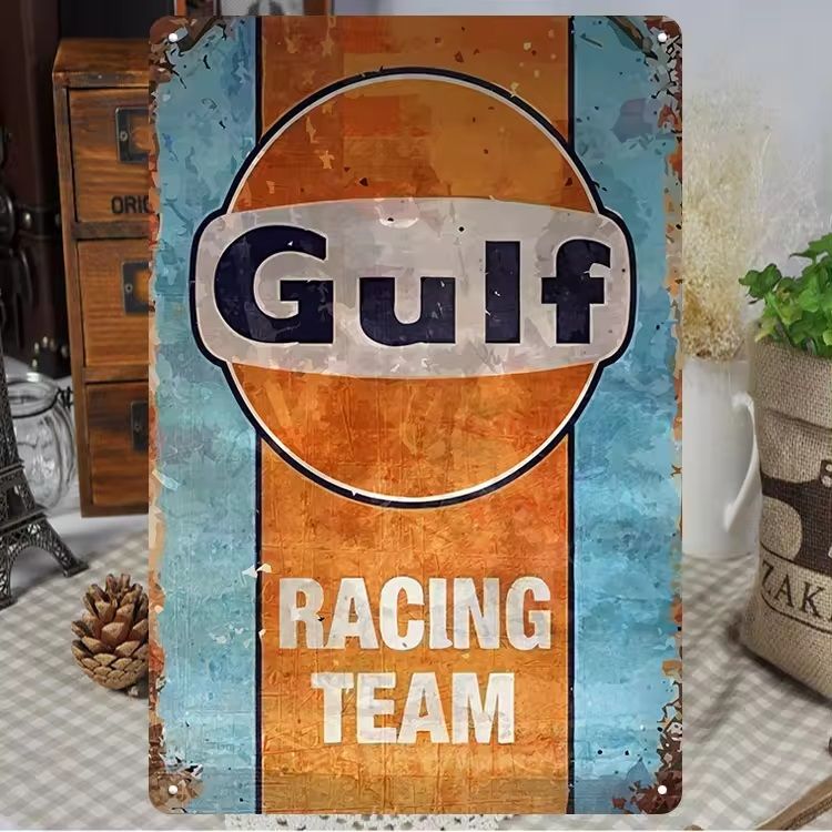 Vintage Metal Wall- Gulf Racing Team