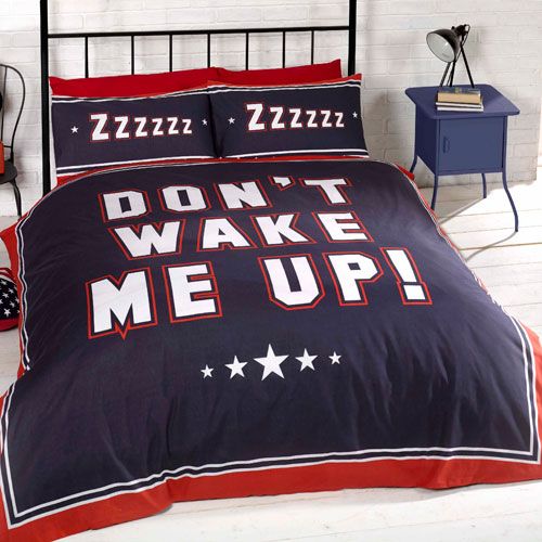 DONT WAKE ME UP DUVET SET NAVY-Double