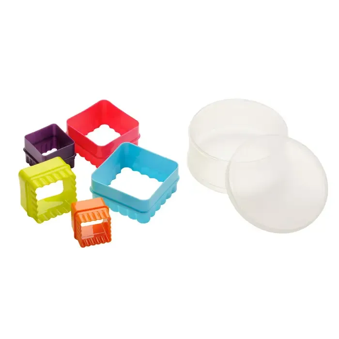 Coloured Shape Cutters 5Pc Square Fluted Shape Cutter