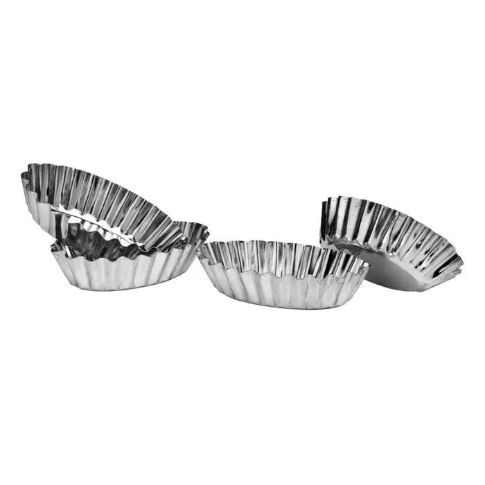 Tinplate Mould Set Of Four Oval Fluted Small Cake Moulds