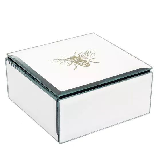 Hestia Glass Trinket Box Gold Bee
