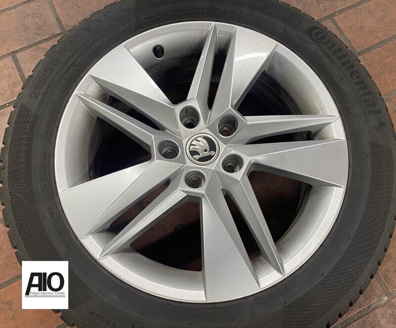 LF1 Original Skoda Alufelge 3V0601025 –  Doppelspeichen Design Silber – Superb III Typ 3V
